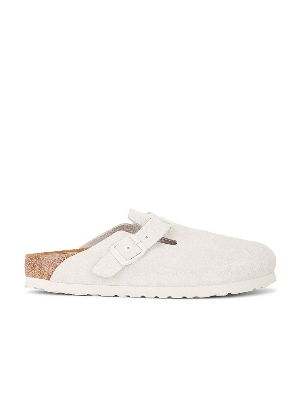 BIRKENSTOCK Boston Soft Footbed Clog in Antique White suede slip-on